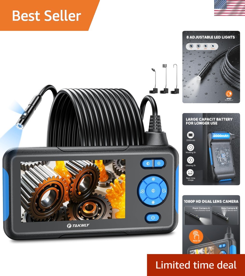 Endoscope Camera with Light, Dual Lens 1080P Industrial Borescope with 8 LED …
