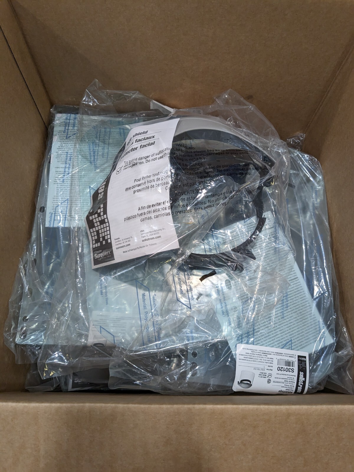 SELLSTROM Face Shield & Headgear 8″ H, 6″ W, Universal Crown Qty 9 S30120