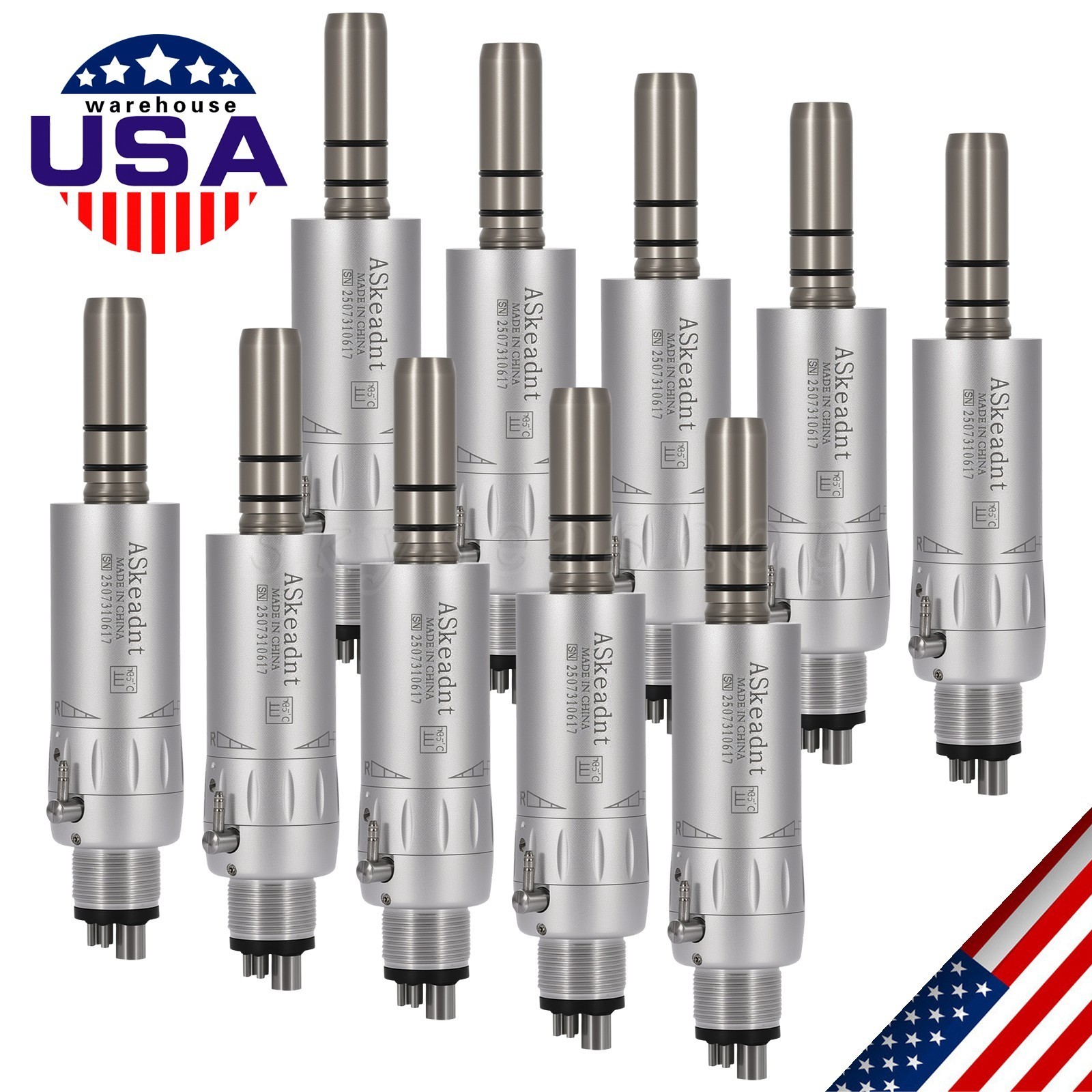 1-10 ASkeadnt Dental Slow Low Speed Handpiece Air Motor E-type 4Holes Micromotor