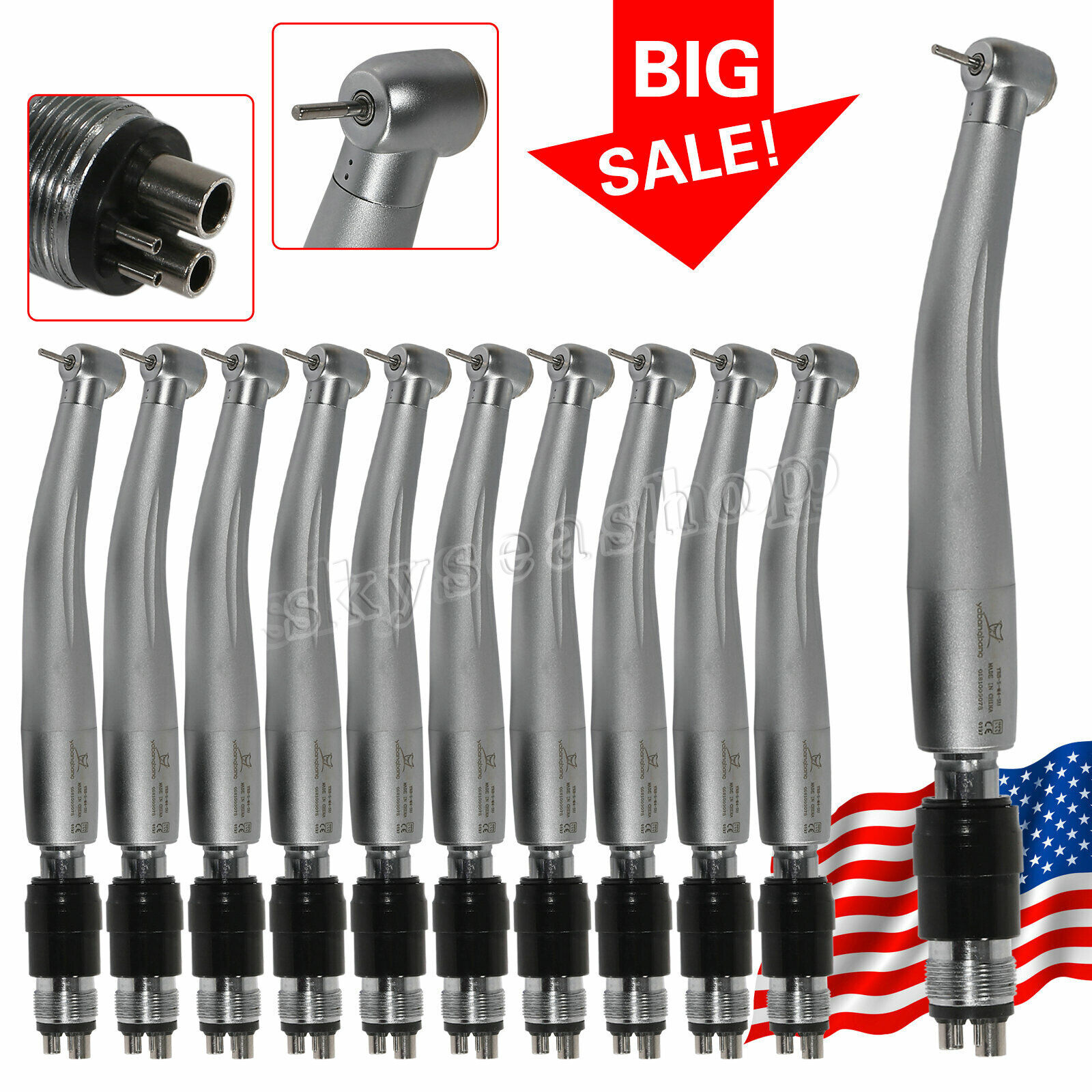 Dental High Speed Handpiece with Quick Coupler Coupling 4 Hole Standard fits NSK
