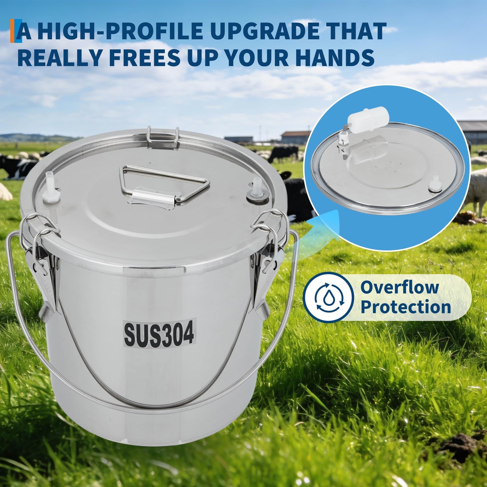 ⚡Electric Automatic Goat Milking Machine 3L W/304 Stainless Steel Bucket & Tubes