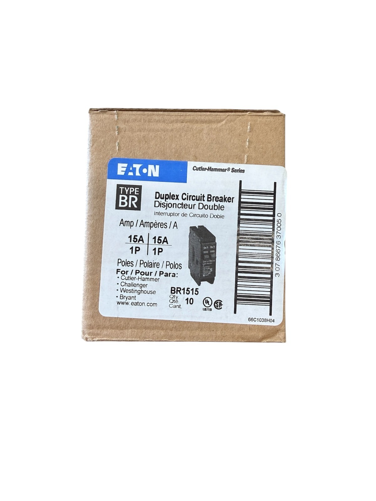 10 PCS Eaton BR1515 Dual 15A 1-Pole Tandem Circuit Breaker 15 Amp BR Twin 120V