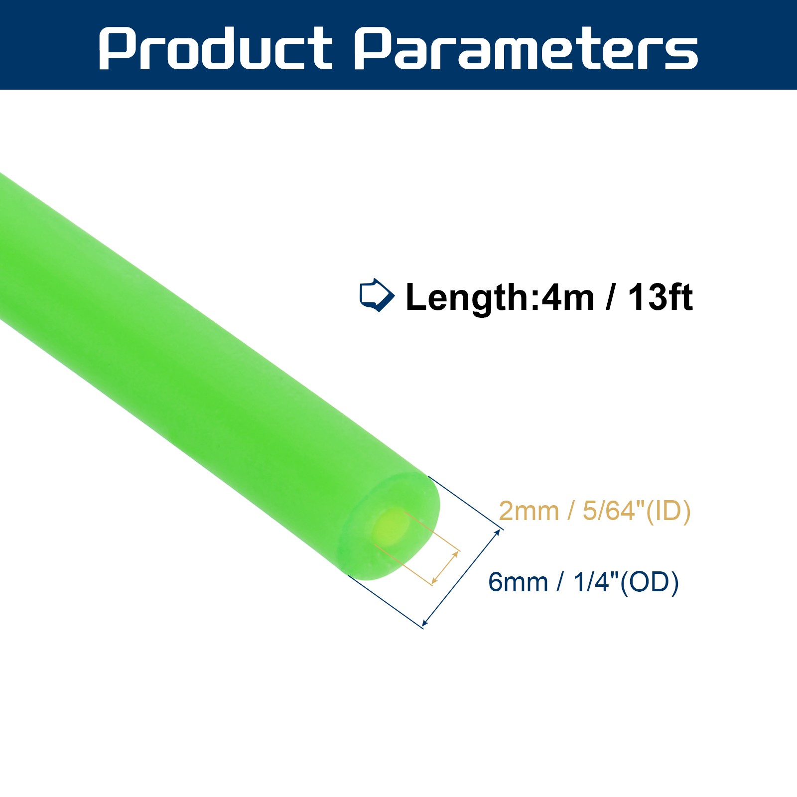 13 Ft(4M) Latex Rubber Tubing 5/64″(2mm)ID 1/4″(6mm)OD Fluorescent Green