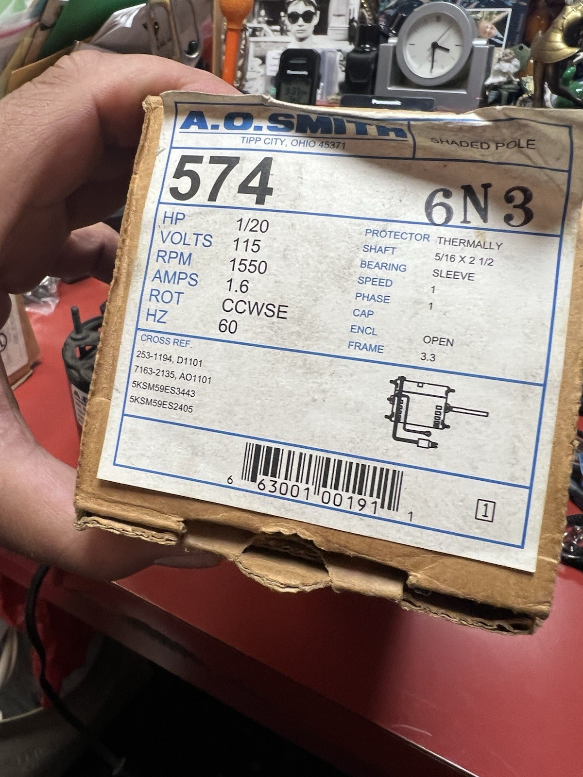 A O Smith Electric Motor 115 V 50/60 H2 Operation 1300/1550 RPM