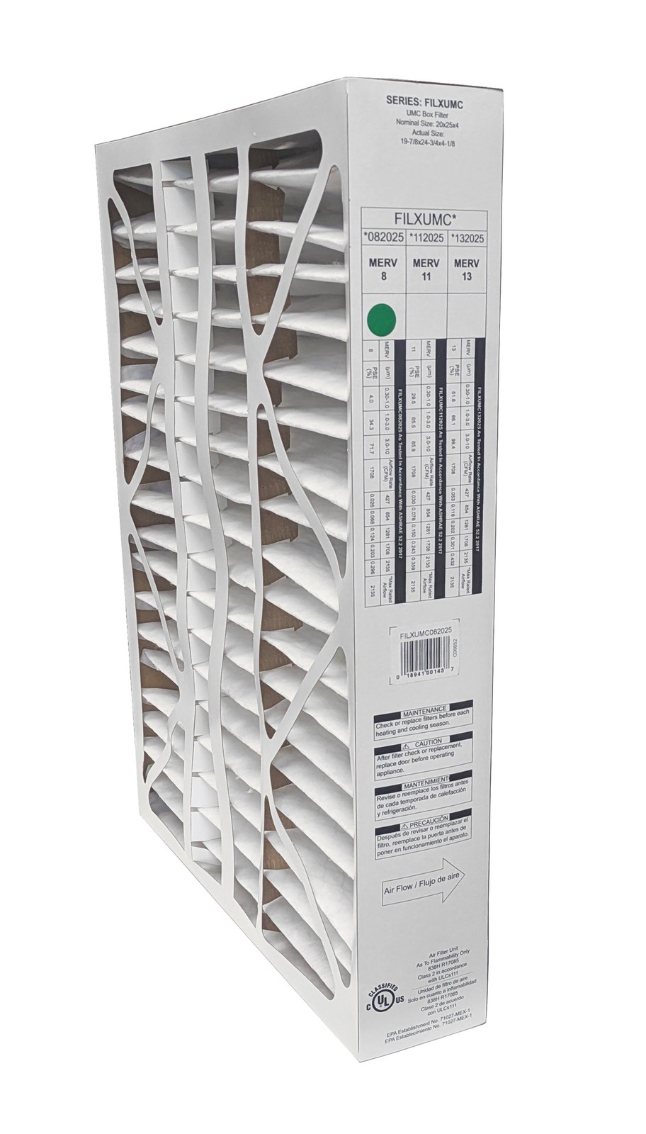 CARRIER FILXUMC082025 MERV 8 Filter 20x25x4 Pleated Air Filter