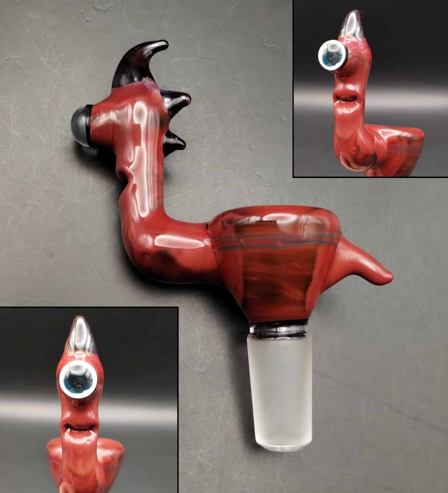 Red Creature 14mm Glass Bowl by Subconscious Design USA