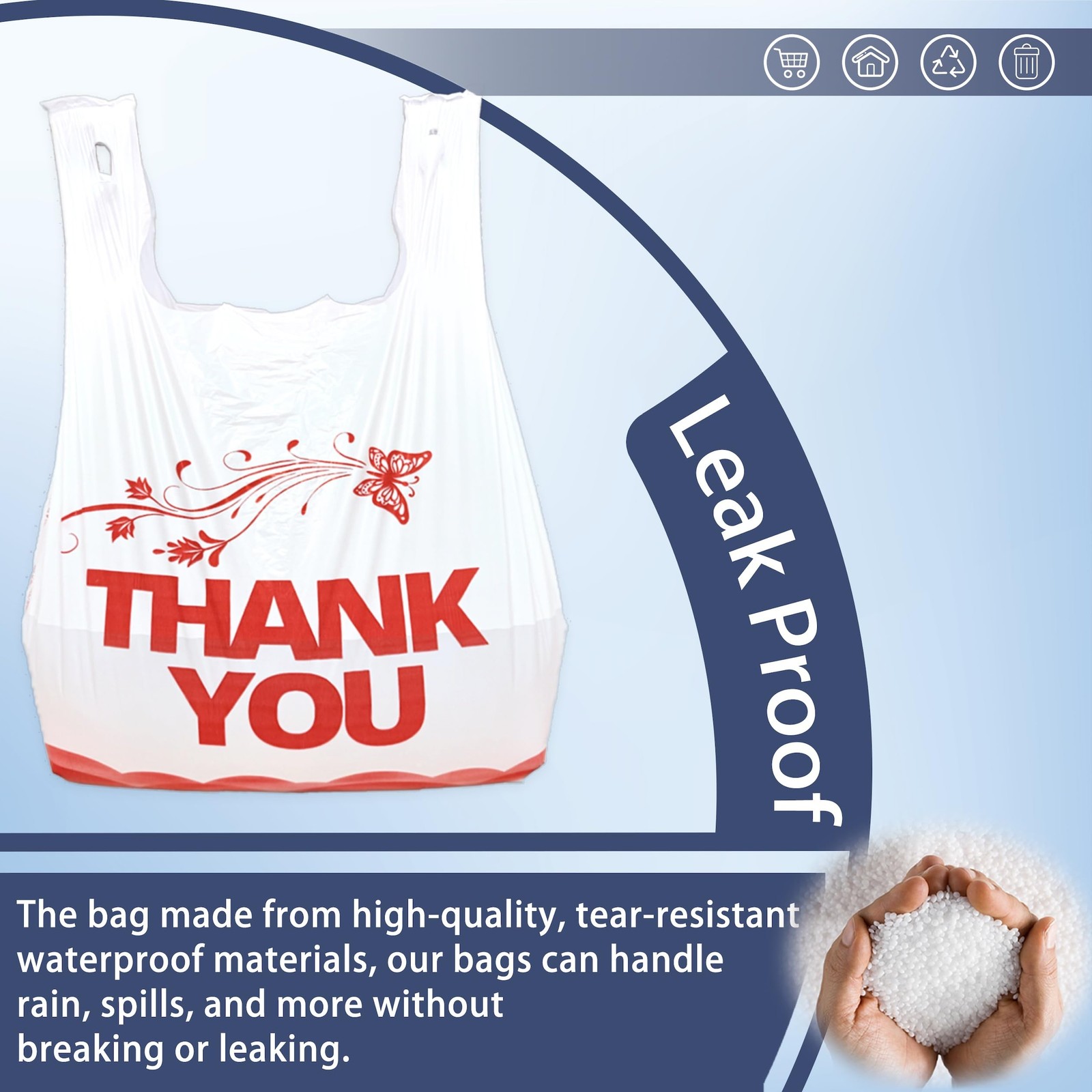 White Thank you bags, 100PCS T shirt bags, To Go Bags,Grocery bags, Reusable …