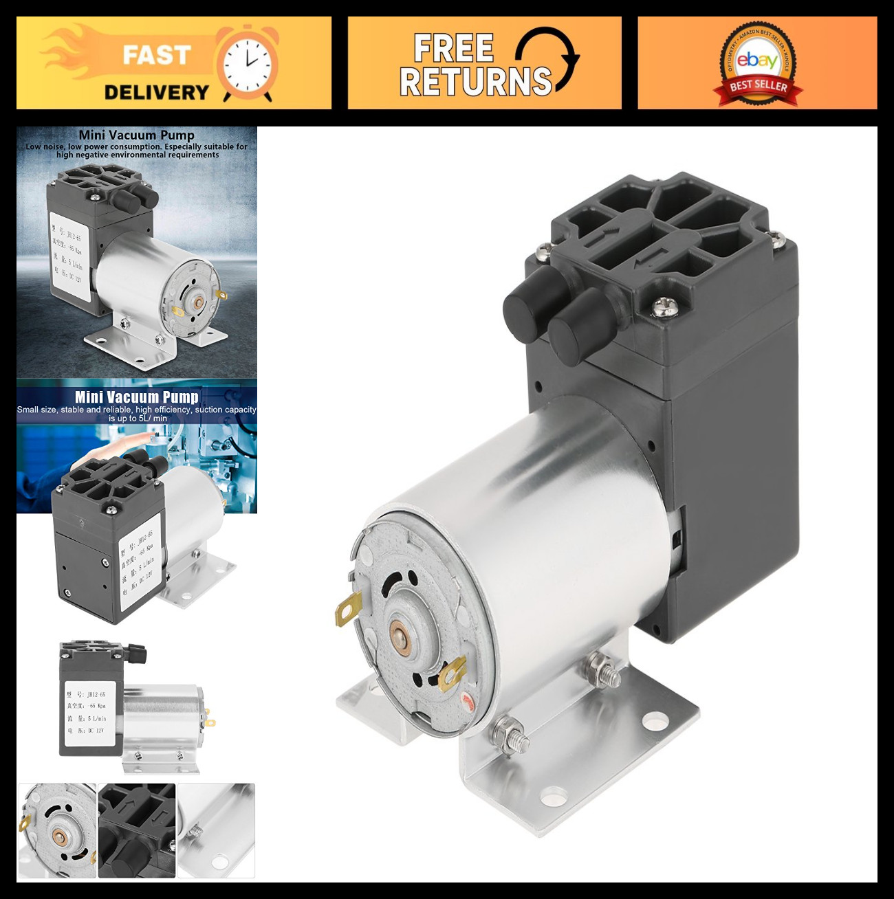 12V Mini Vacuum Pump 5L/min Negative Pressure Suction for Gas Sampling & Instrum