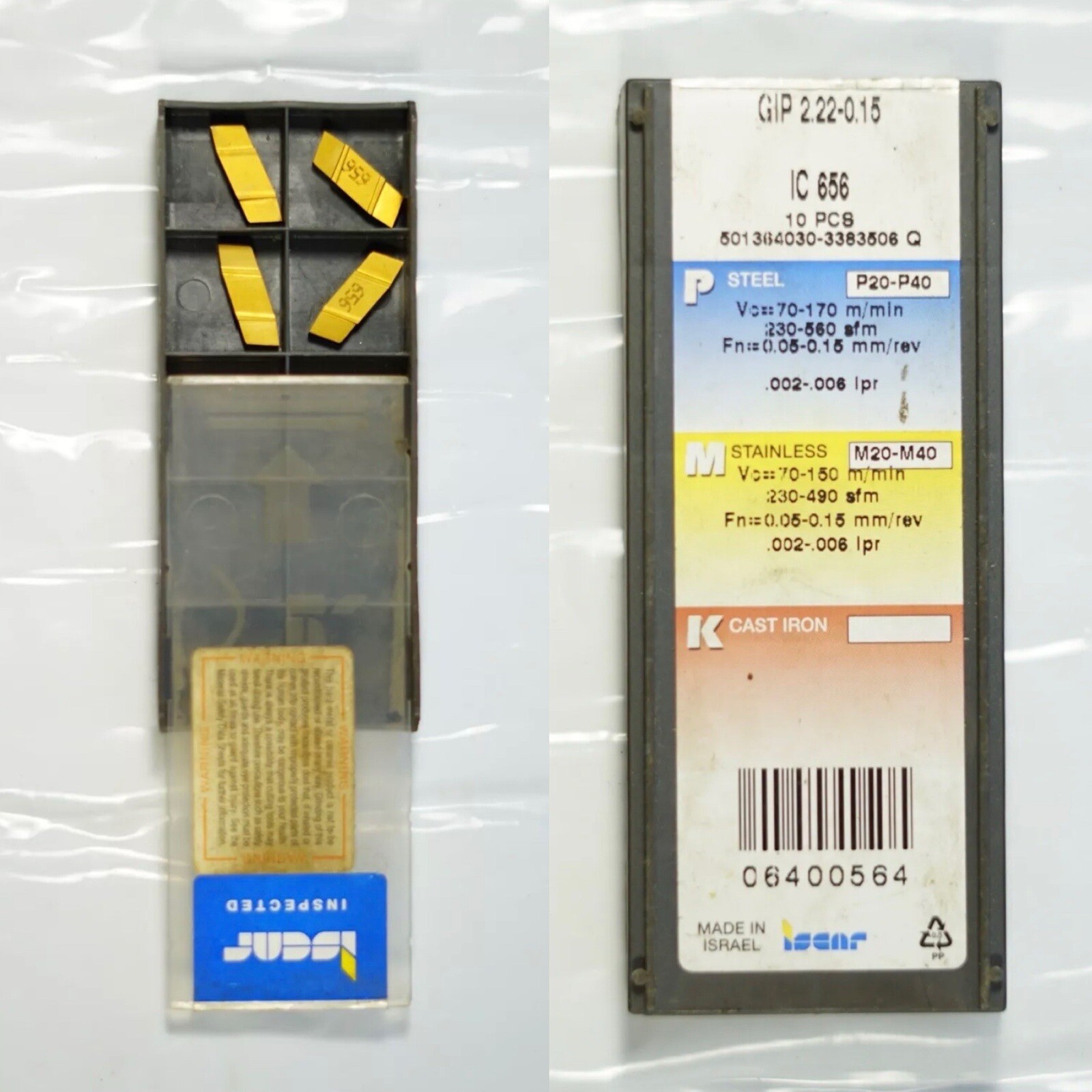 Iscar GIP 2.22-0.15 IC656 Carbide Insert Grooving 4pcs New