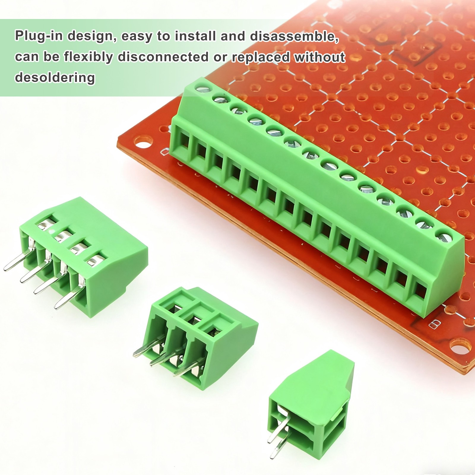 10 Pack 2 Pin PCB Mount Screw Terminal 5mm 0.2 Inch Pitch,Green