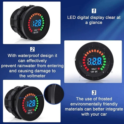 Waterproof CAR Battery Meter DC 12V Voltmeter LED Digital Display Voltage Gauge