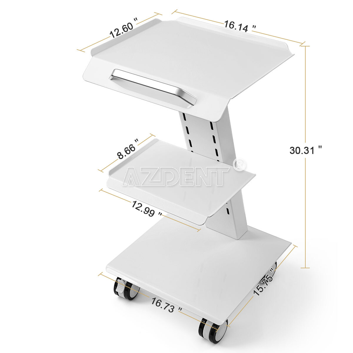Dental Mobile Trolley Cart Built-in Socket Medical 3 Layers Double Castors Tool