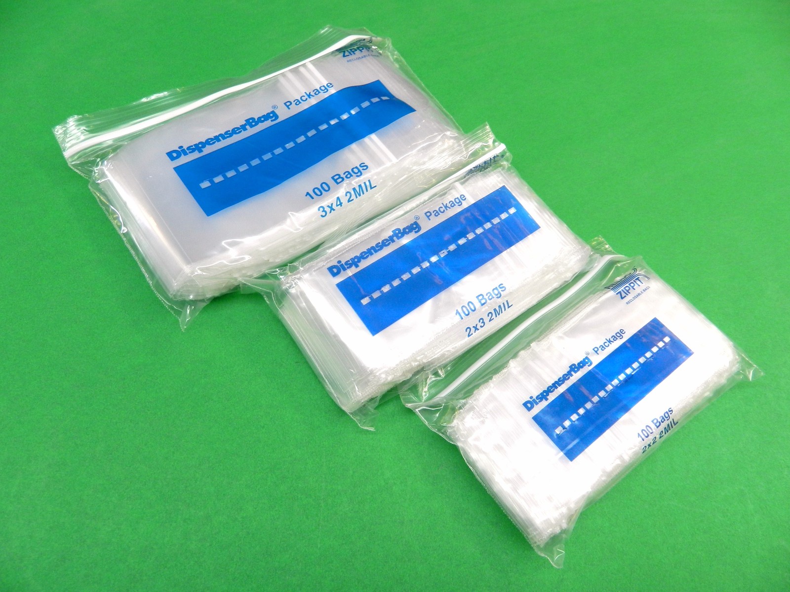 300 Zippit Bags Assorted Reloc Baggies Sizes 2×2 2×3 3×4 Clear 2mil Reclosable