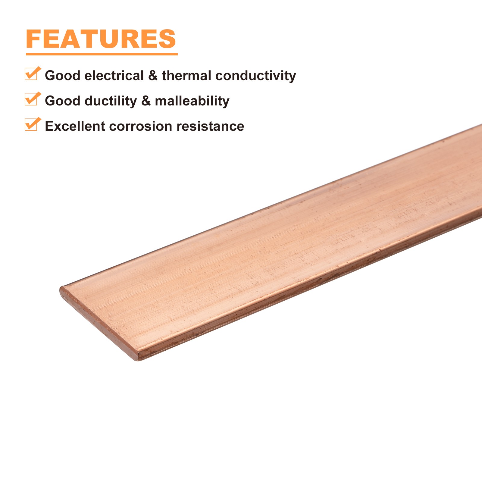 Copper Flat Bar 1/8″ Thickness x 1″ Width x 12″ Length Copper Bar Stock