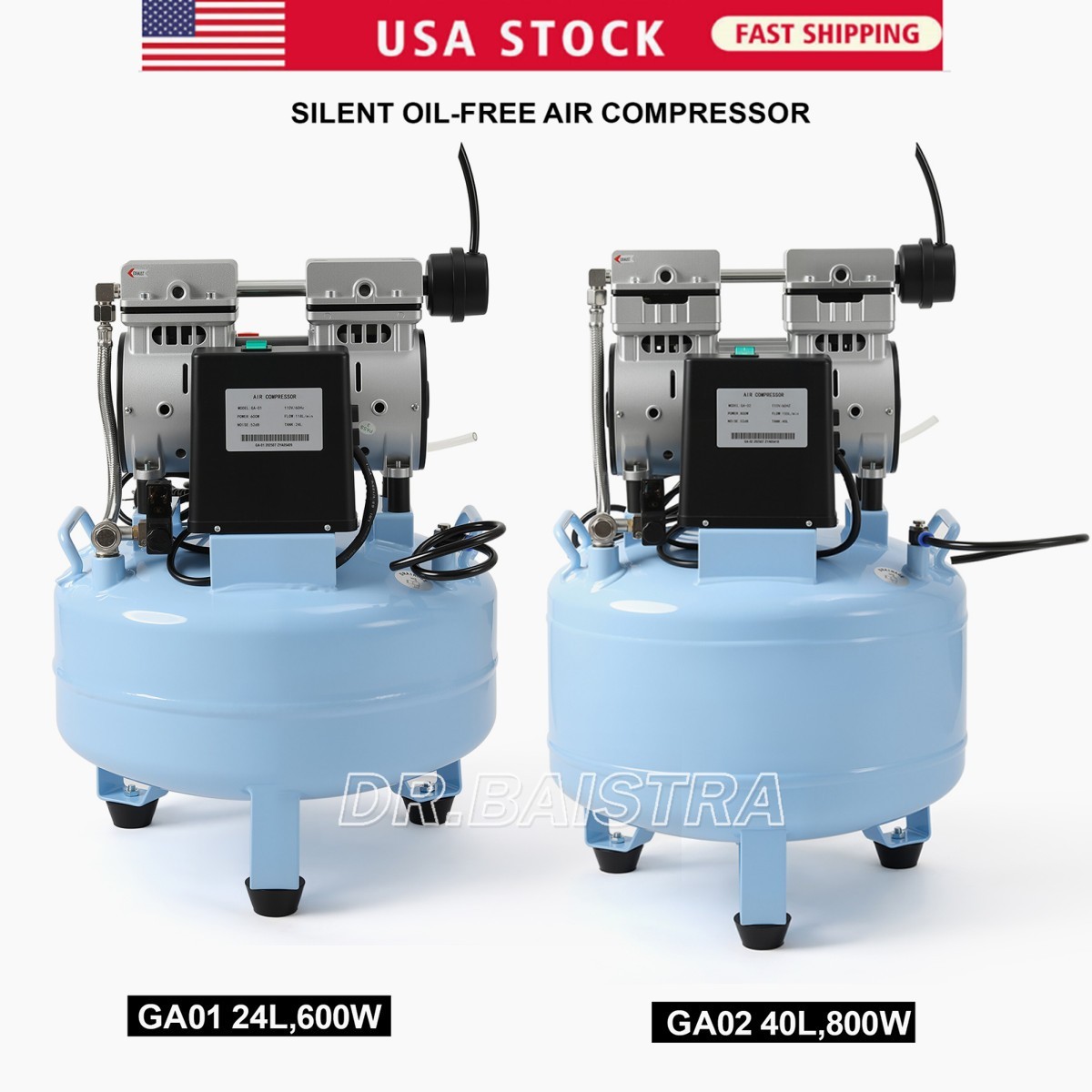 24L/40L Portable Dental Air Compressor Oil Free Silent Air Pump for Dental Use