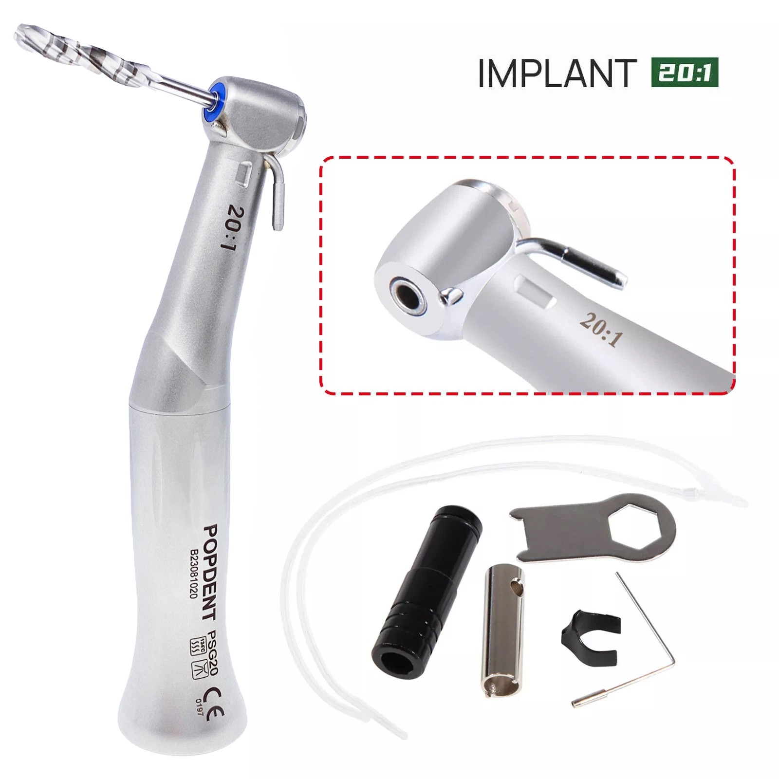 NSK Style SG20 Dental Implant 20:1 Contra Angle Push Button Surgical Handpiece