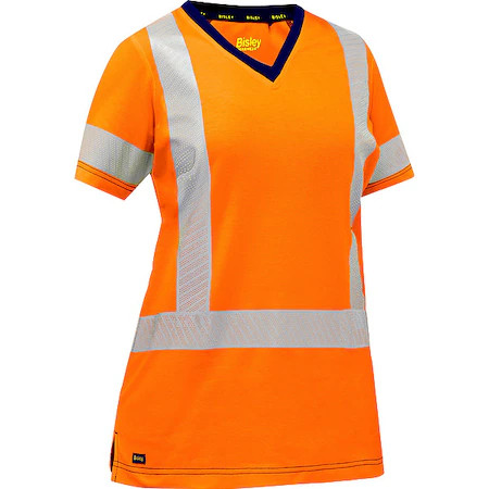 Bisley 313W1118h-O/3X Women’s Hi-Vis Short Sleeve T-Shirt, 3, R, Cotton,