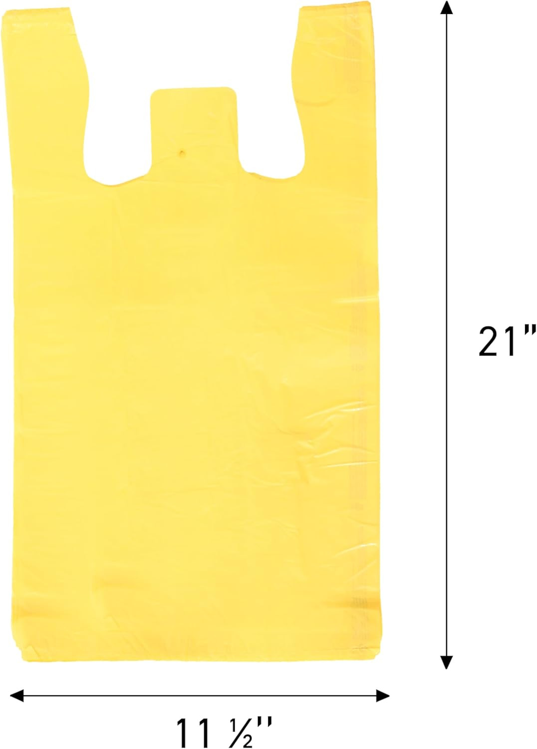 Yellow Plastic T-Shirt Shopping Bags – Case of 1,000-11 ½” X 6″ X 21″ –