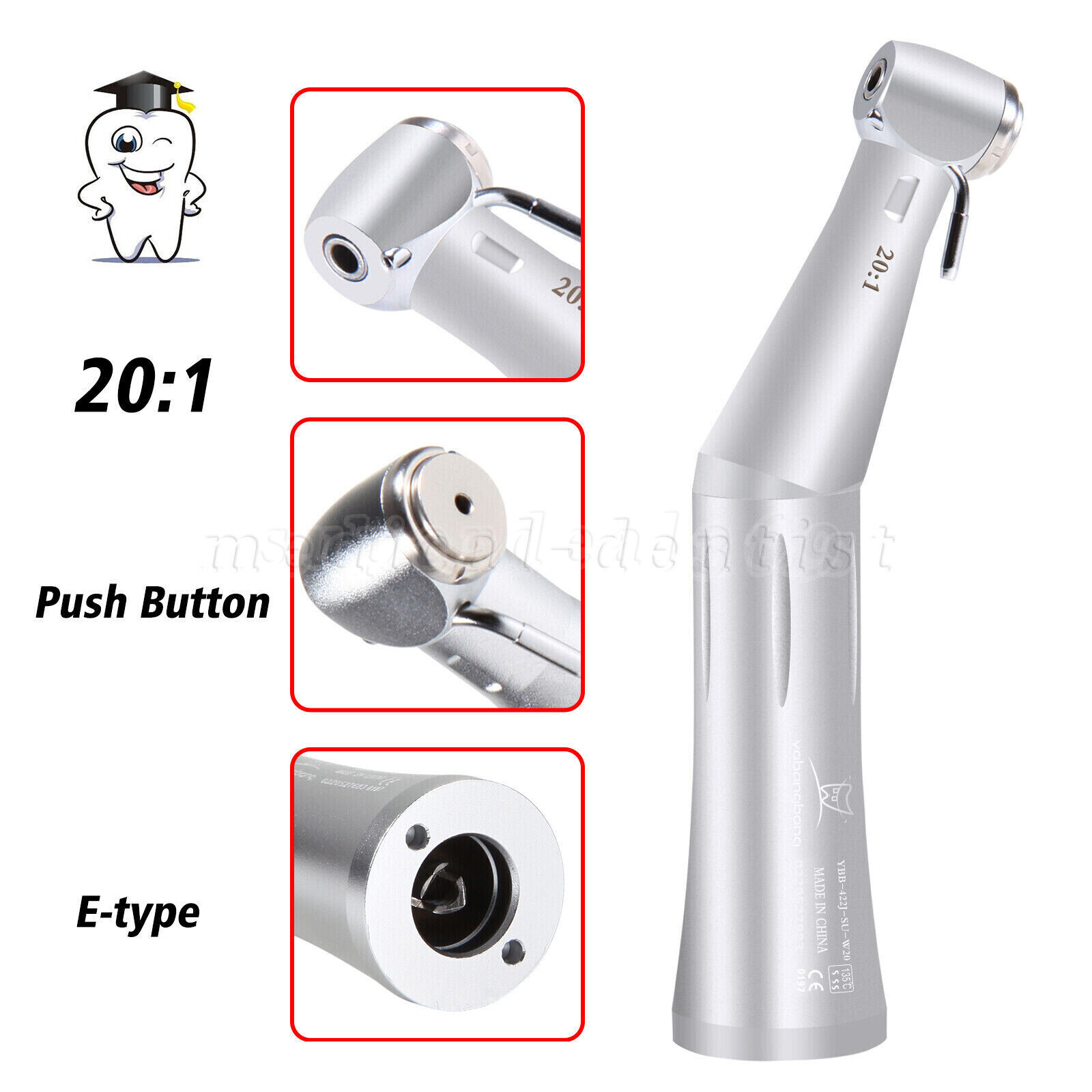 Dental Implant 20:1 Handpiece Low Speed Fiber Optic LED/Non LED Contra Angle