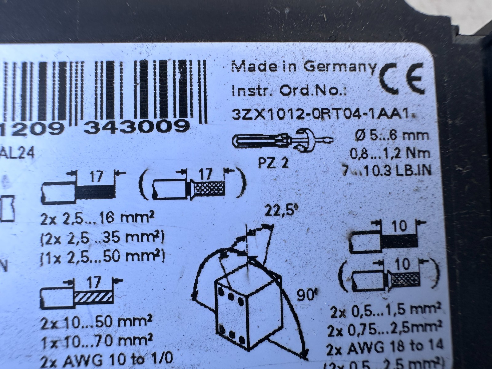Siemens 3ZX1012-0RT04-1AA1, plus 3RH1921-1HA22 aux contactor