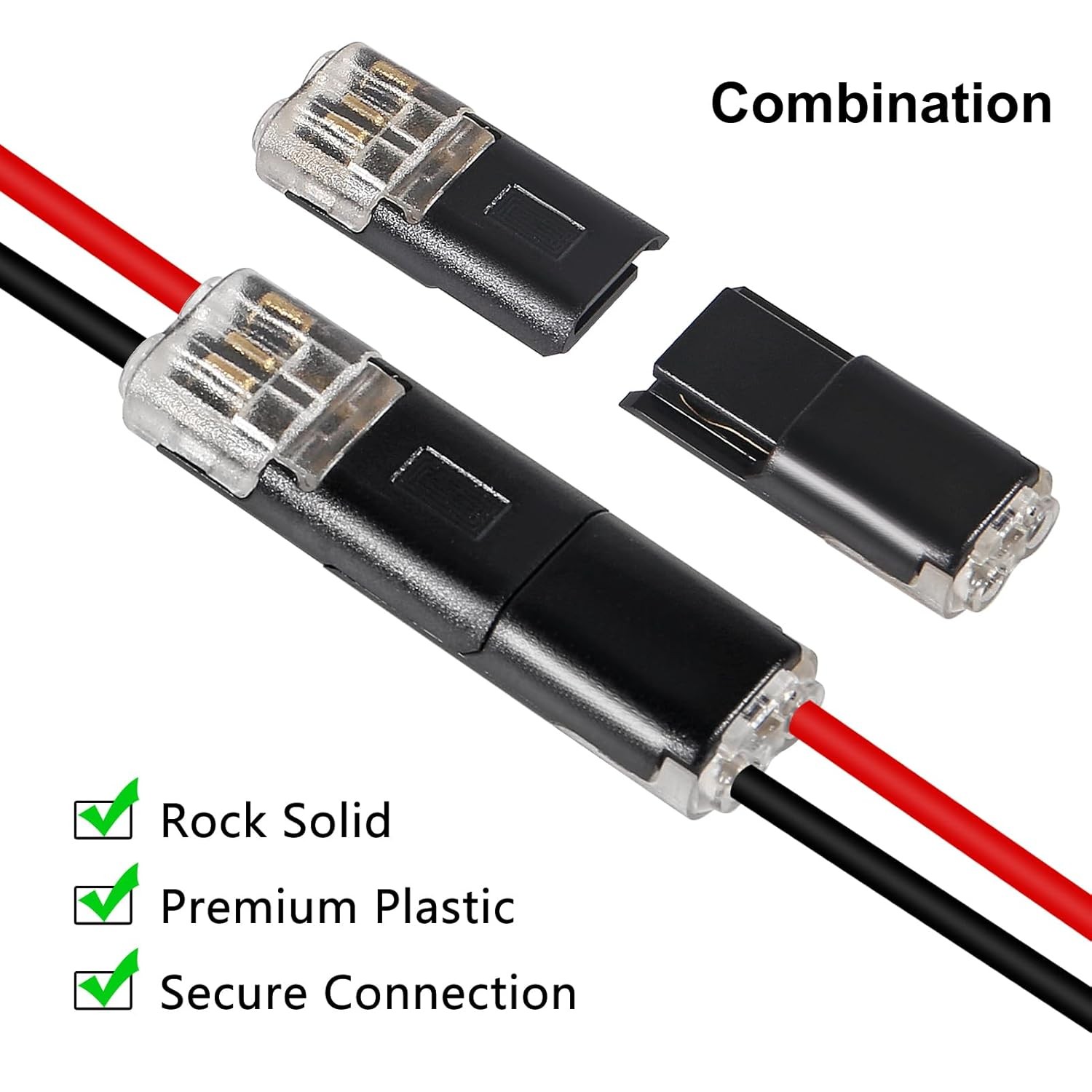 20Pcs Double-Wire Plug-in Connector Led Light Strip Connectors 2 Pin, Quick Spli