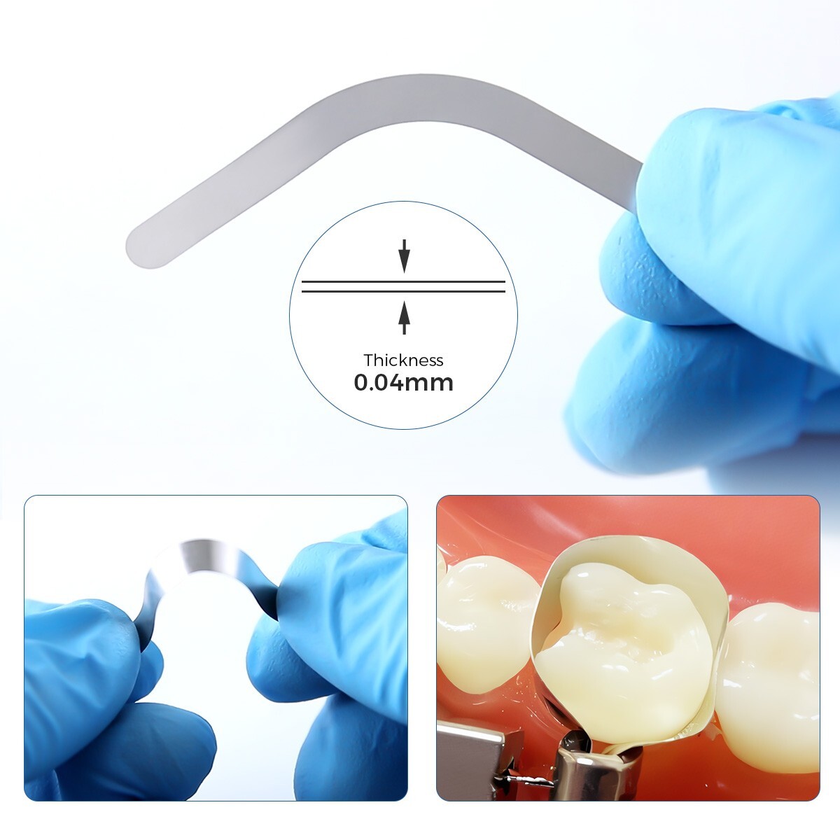 Dental Tofflemire Matrix Bands 0.04mm Margin Elevation Increased Curvature Steel