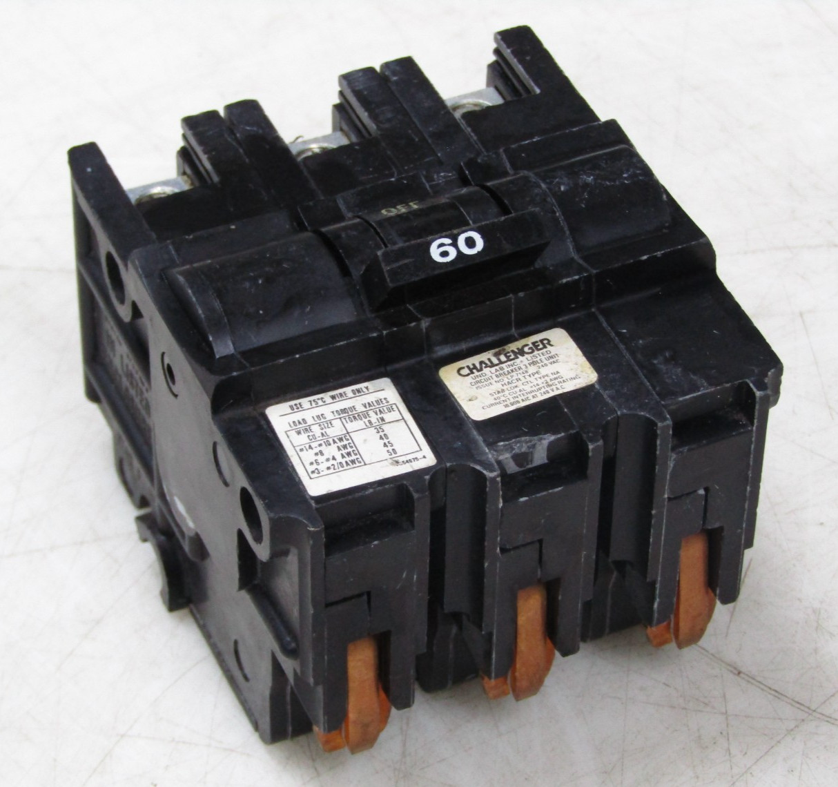 🙌 CHALLENGER 60 AMP STAB-LOK CIRCUIT BREAKER 240 VAC 3 POLE NA360