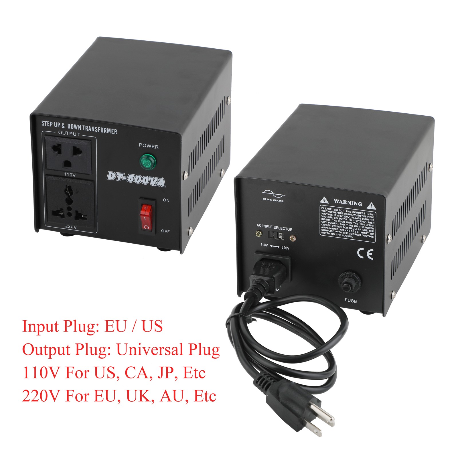 New Design Voltage Transformer Converter Step Up Step Down 500W AC 110V to 220V
