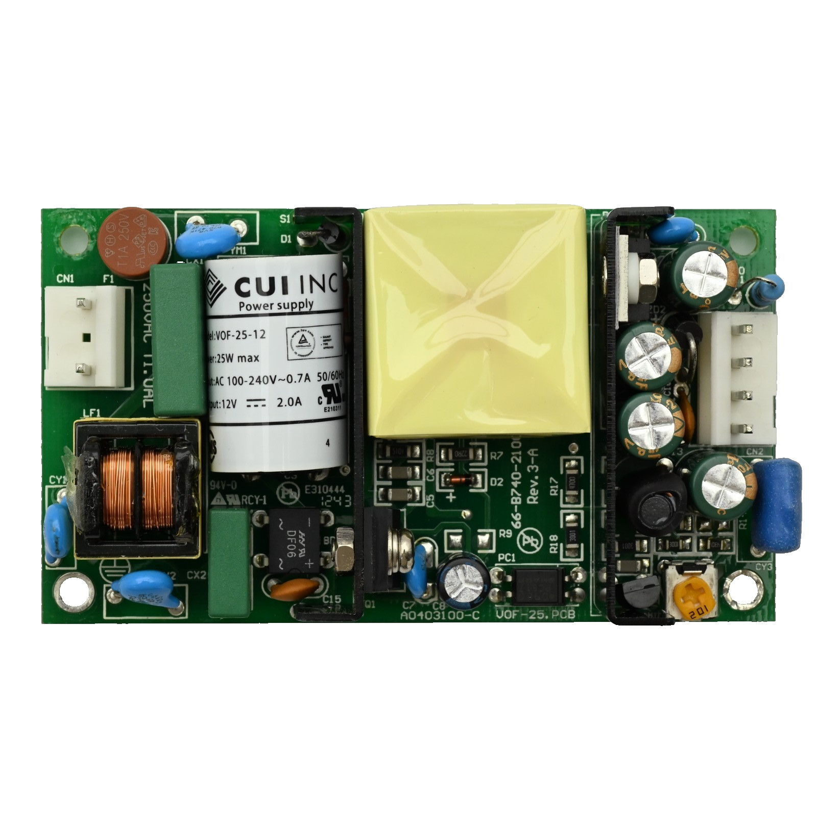 CUI INC VOF-25-12 Power Supply 25W Max 100-240VAC 0.7A 50/60Hz, 12V 2.0A Output
