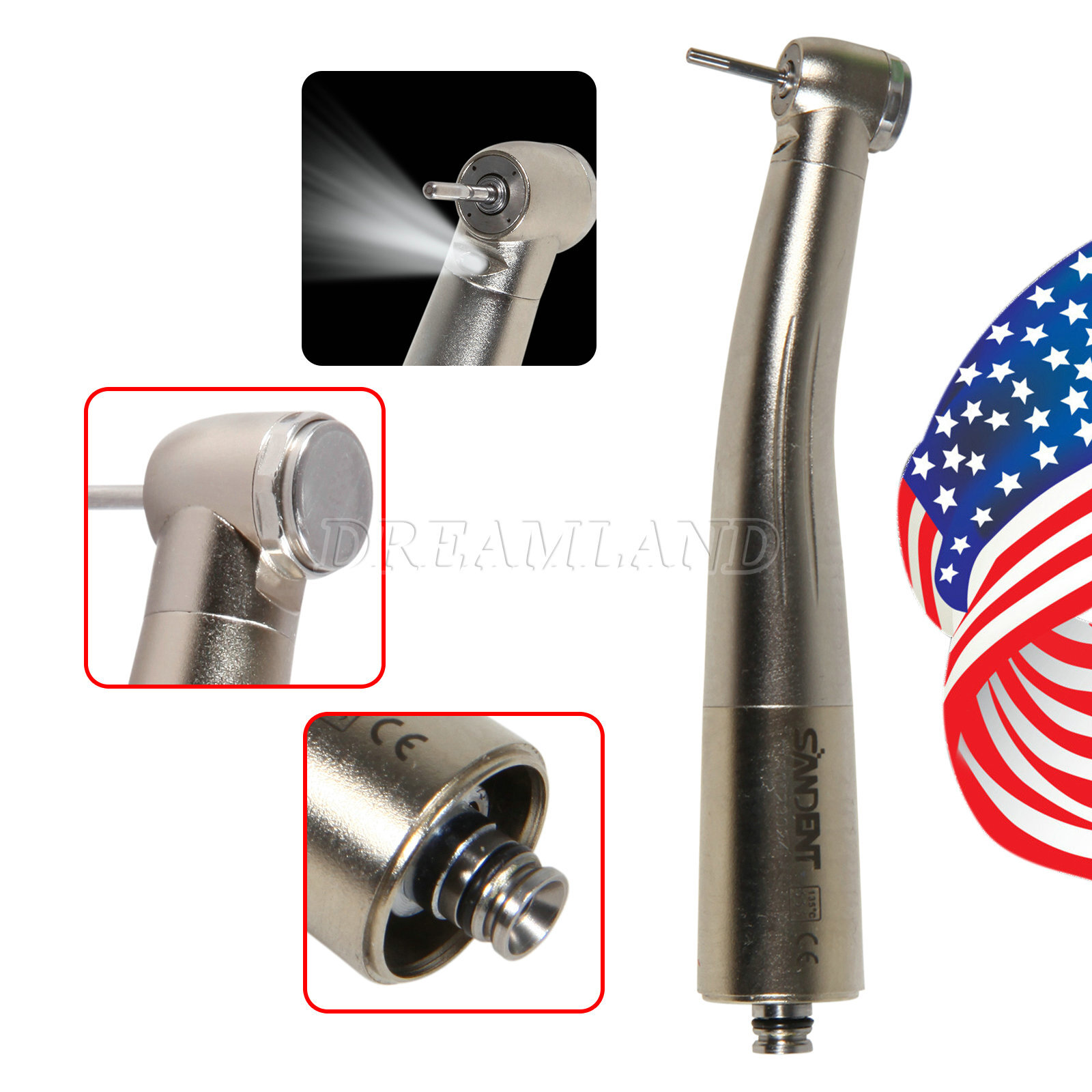 Fiber Optic Quattro Spray Air Turbine Dental Handpiece for NSK LED Coupler