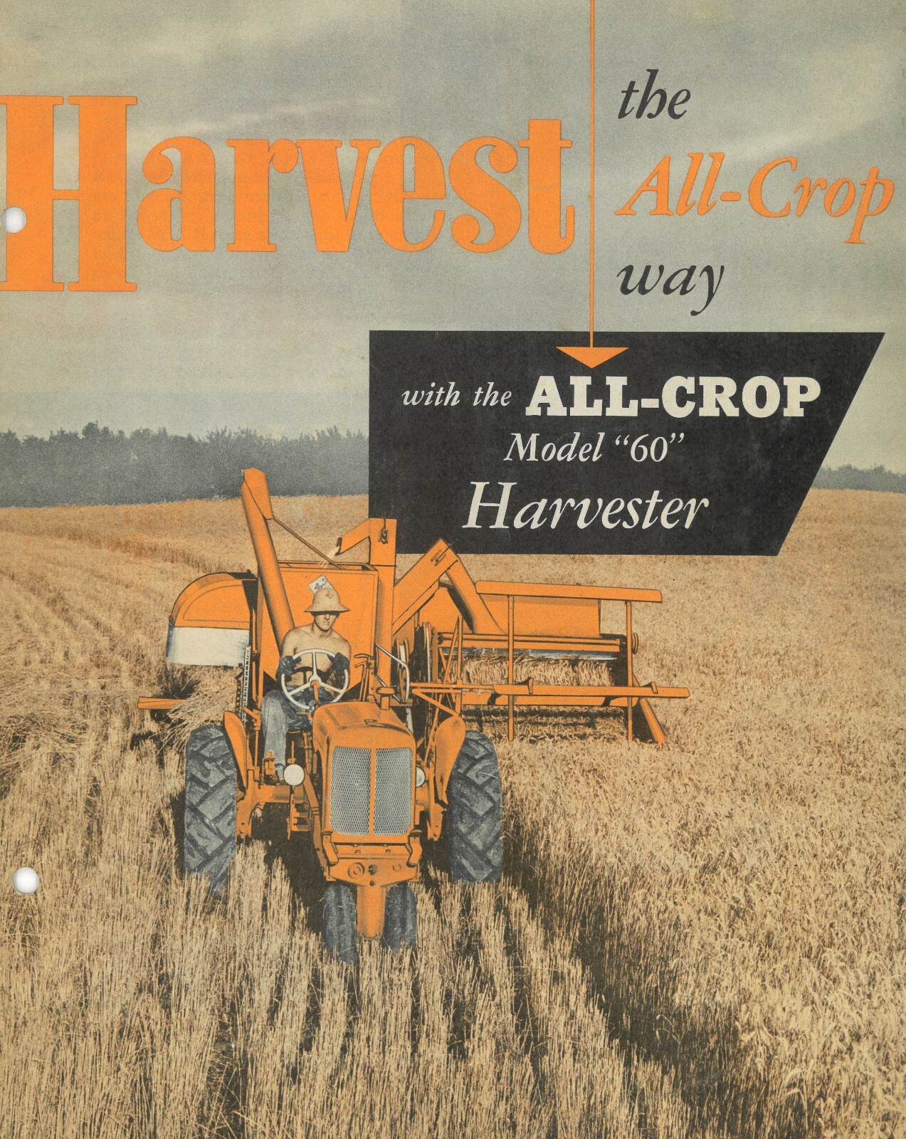 Allis Chalmers Model 60 All-Crop Harvester Combine Color Brochure AC Tractor