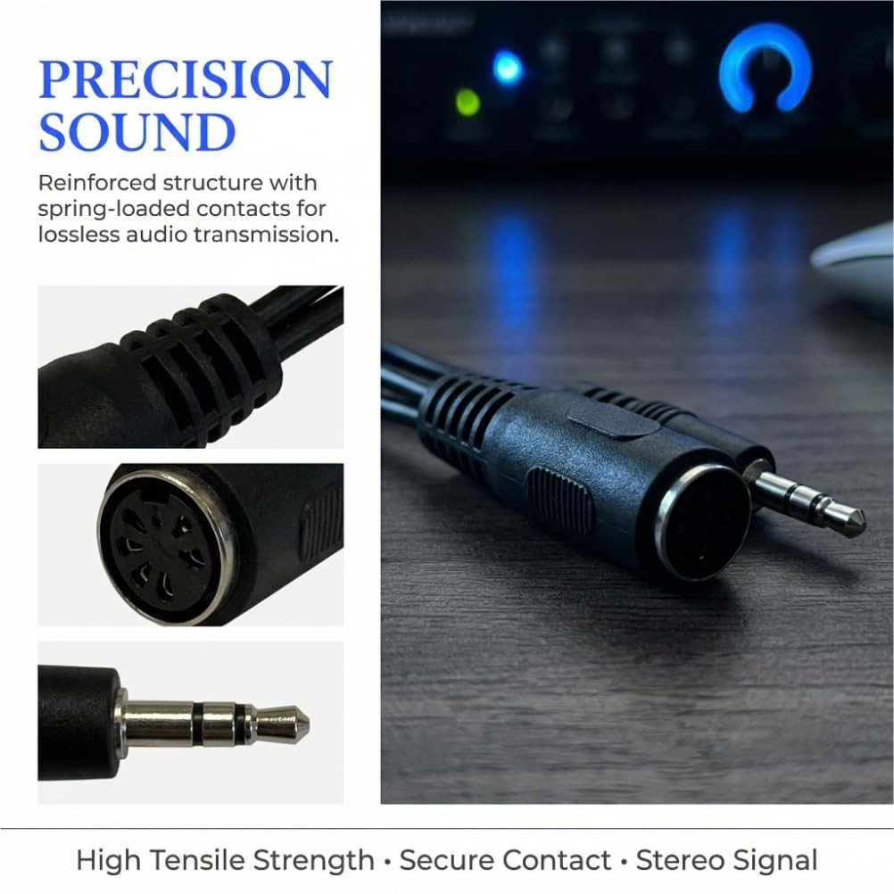 2 Pack of Type-A MIDI to 3.5mm Adapter 14″ Inch CableMidi Female to TRS 3.5mm