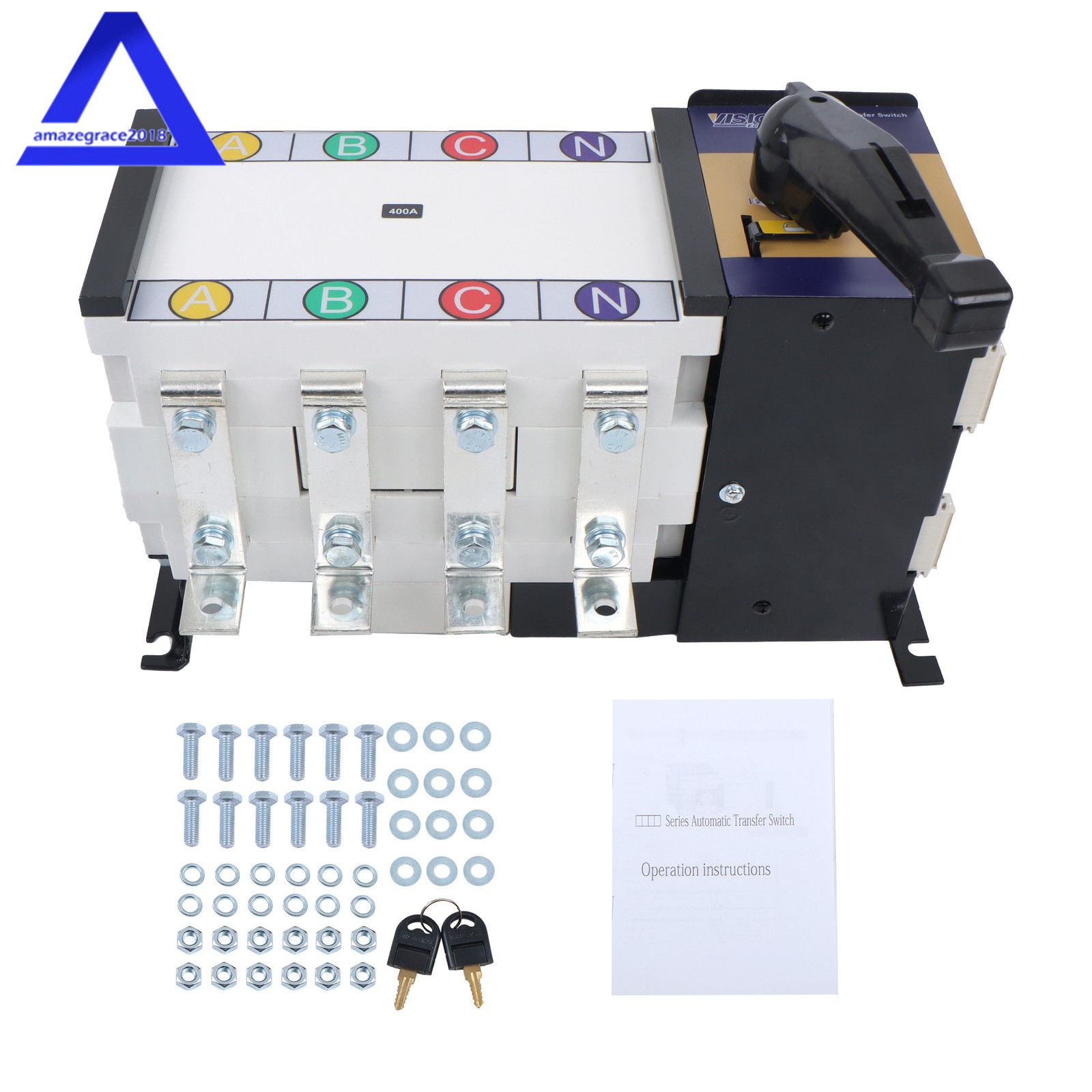 1PC Industrial Automatic Transfer Switch 400A 4P 110/220V Grid to AC Generator