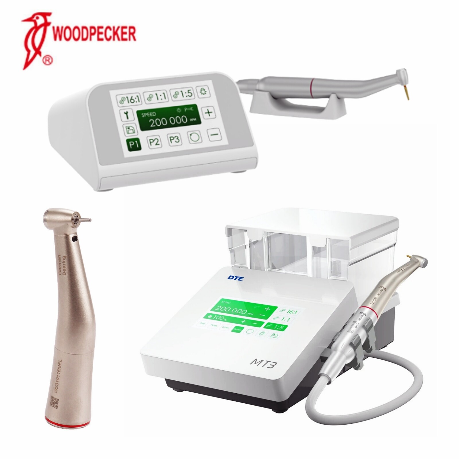 Woodpecker MT2 MT3 Dental Electric Motor 1:5 High Speed Handpiece Contra Angle