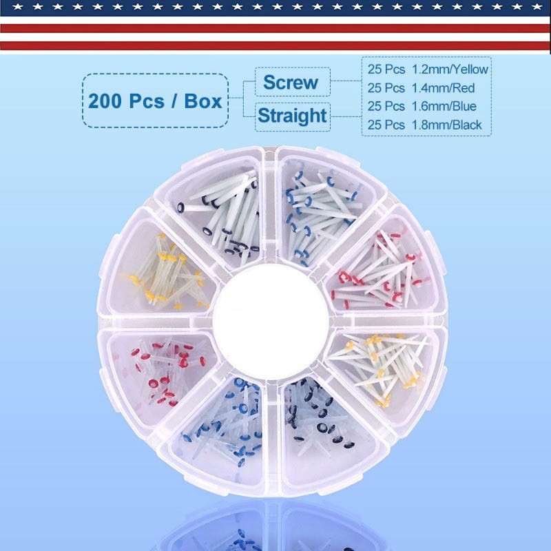 200Pcs/Box Dental Fiber Post Glass Quartz Teeth Restorative 1.0 1.2 1.4 1.6mm