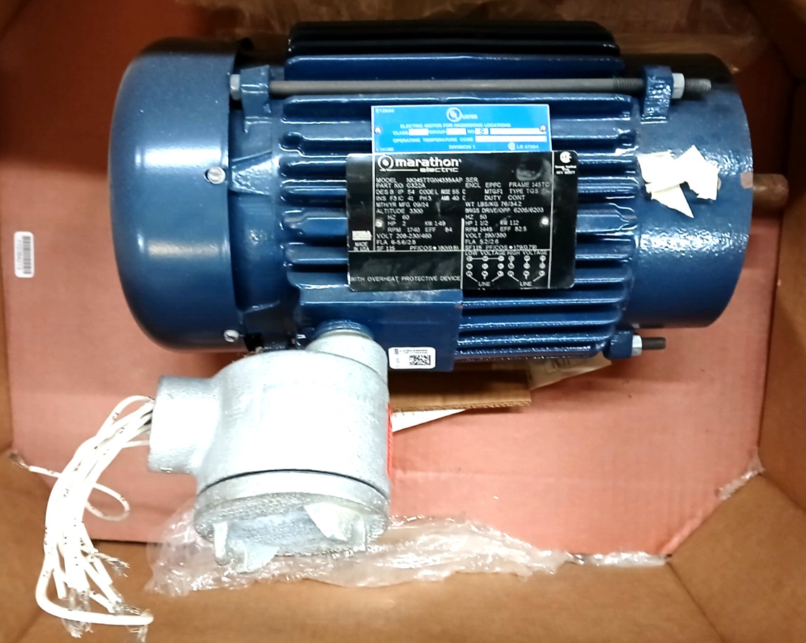 MARATHON ELECTRIC EXPLOSION PROOF MOTOR C322A HP 2 RPM 1740 PH 3 VOLTS 208/460
