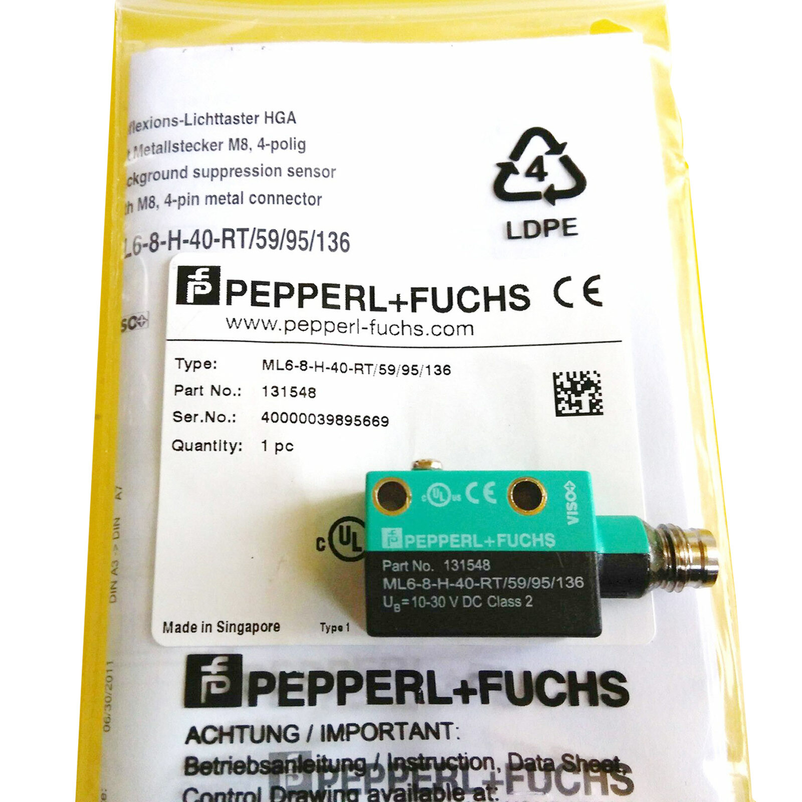 New In Box PEPPERL + FUCHS ML6-8-H-40-RT/59/95/136 Photoelectric Switch