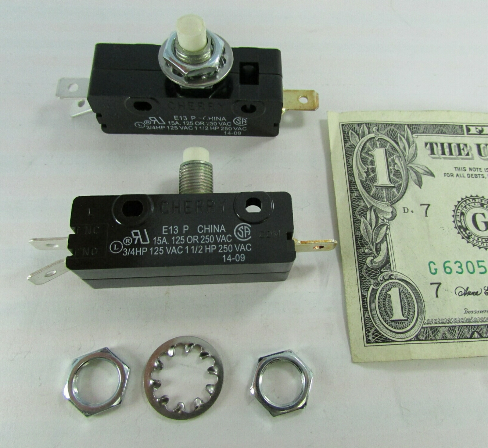 Lot 2 Cherry E13 15A Normally Open/Closed Pushbutton Switch 125/250 VAC E13-65L0