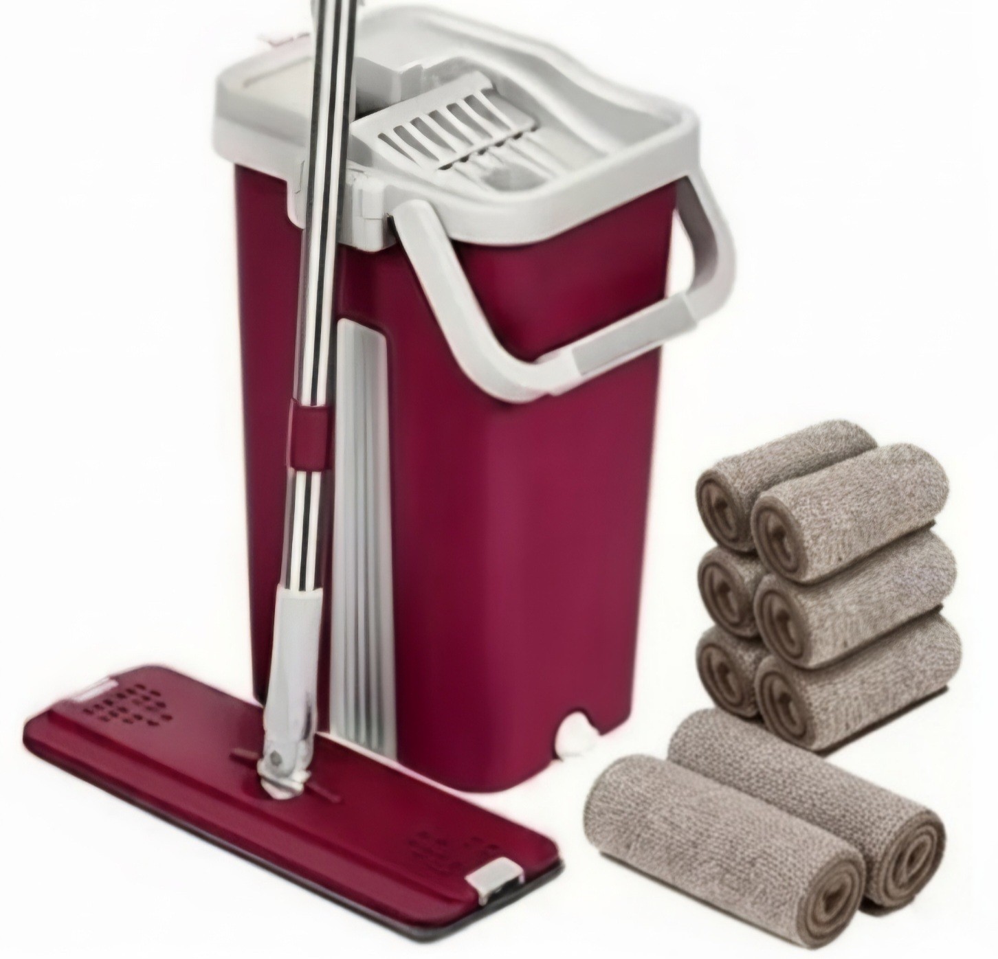 NEW & EASY – Dual Chamber Microfiber 360 Mop and Bucket With 8 Reusable Pads