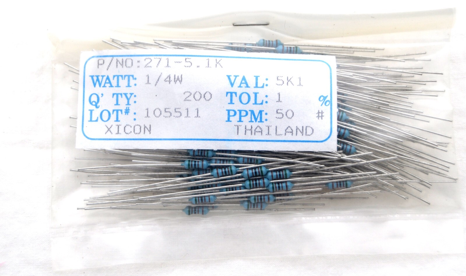 30 Pcs 1/4w Watt 1% Tolerance Metal Film Resistor Selections Val 220 620 to 12k