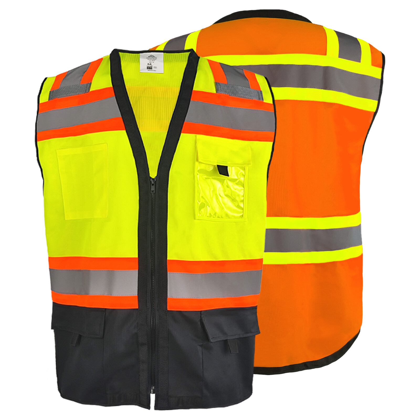Class 2 High Visibility Safety Unisex Vest Durable Hi Vis Gear 8 Pockets M to 7X