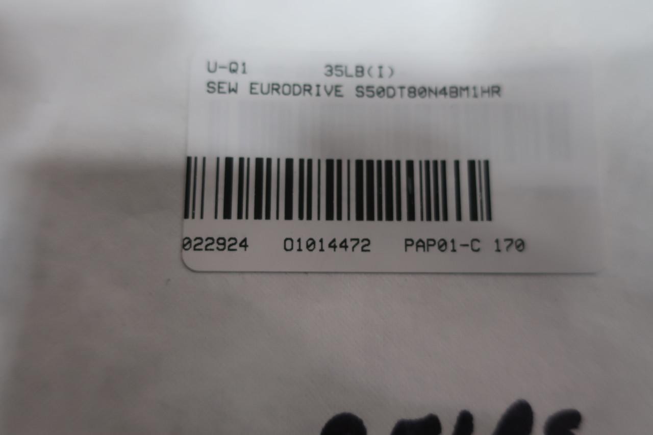 Sew Eurodrive S50A-DFT80N4BM1HR Gearmotor 1680rpm 1hp 330/575v-ac