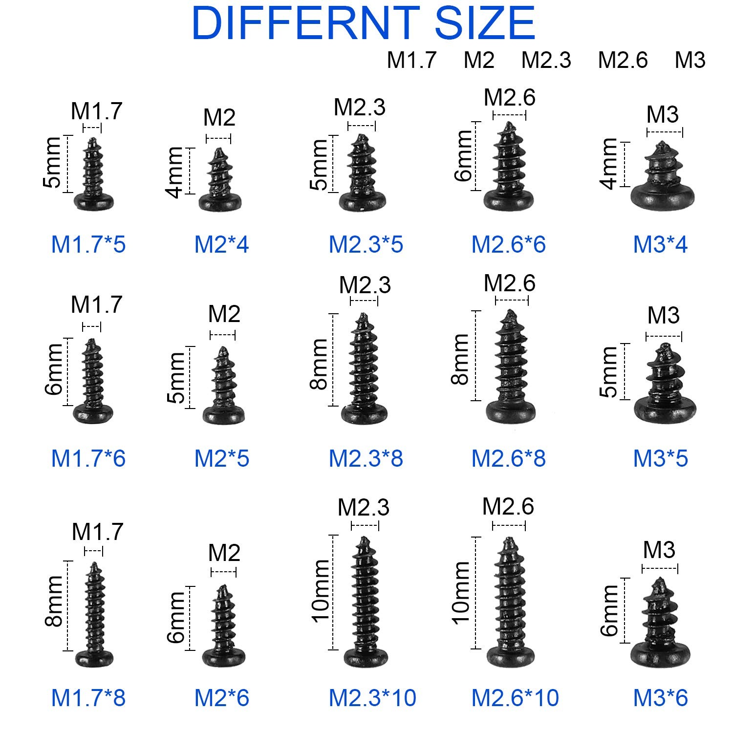 750 Pcs Small/Micro/Tiny/Mini Self-Tapping Screws, M1.7-M3 Phillips Pan Head,…