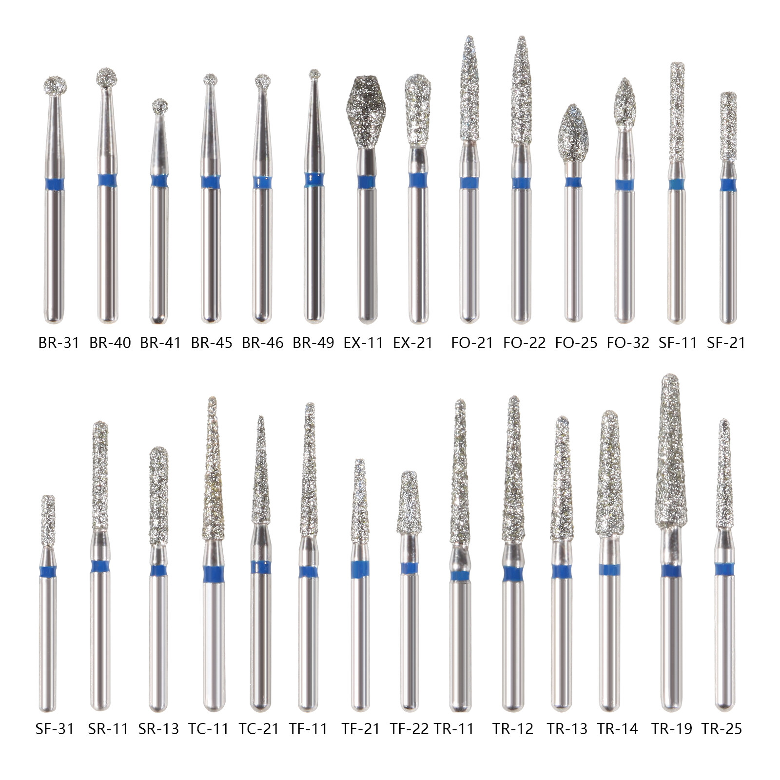 50 pcs Dental Diamond Ball Round burs Medium FG 1.6mm for High Speed Handpiece