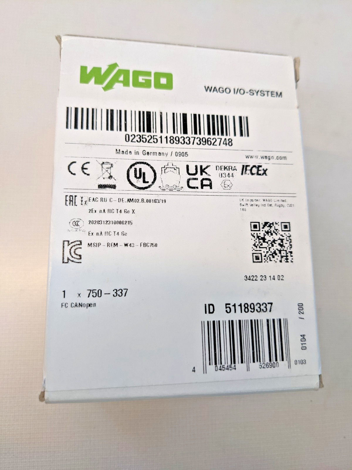 WAGO 750-337 PLC Field Bus Connector