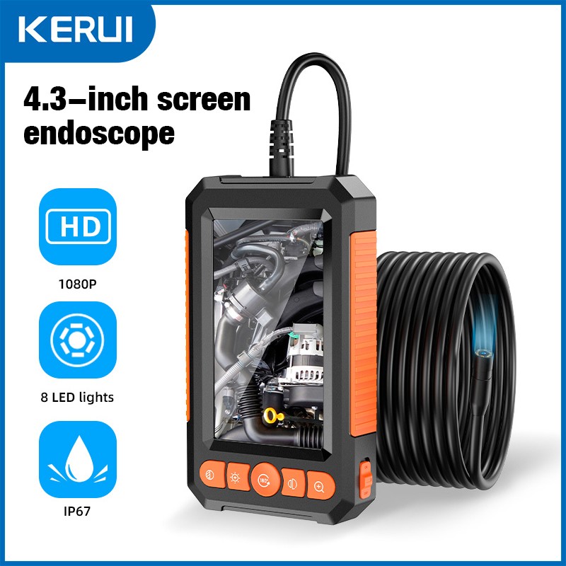 4.3inch HD LED Industrial Endoscope Borescope 1080P 8mm Inspection Camera IP67