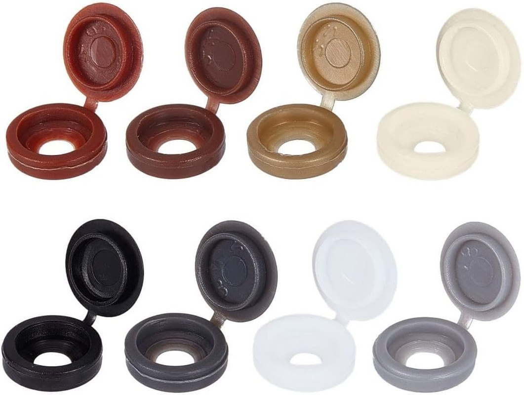 GORGECRAFT 1 Box 200Pcs 8 Colors Hinged Screws Cover Caps Fold Snap Covers Plast
