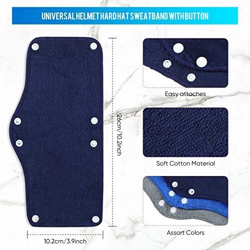 6/12-Pack Washable Hard Hat Sweatband Liner: Reusable Snap Sweat Band