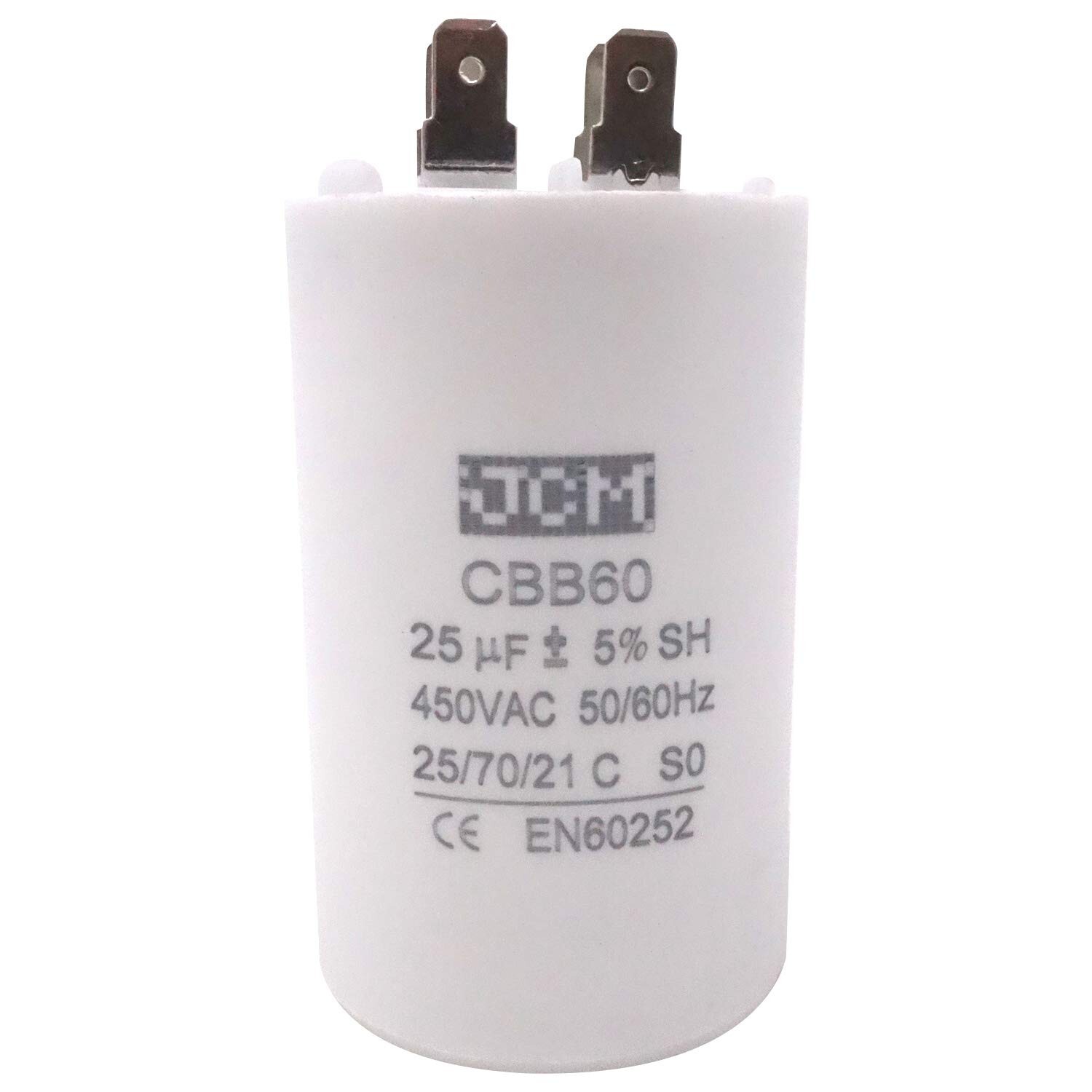 25UF 450VAC Motor Run Capacitor 450V AC CBB60 25 UF Round White 50/60HZ Cap