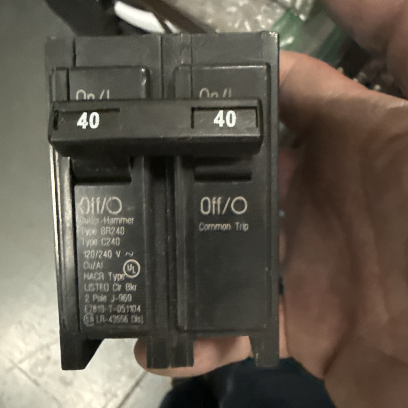 Eaton BR240 2 inch 40 Amp Double Pole Interchangeable Circuit Breaker